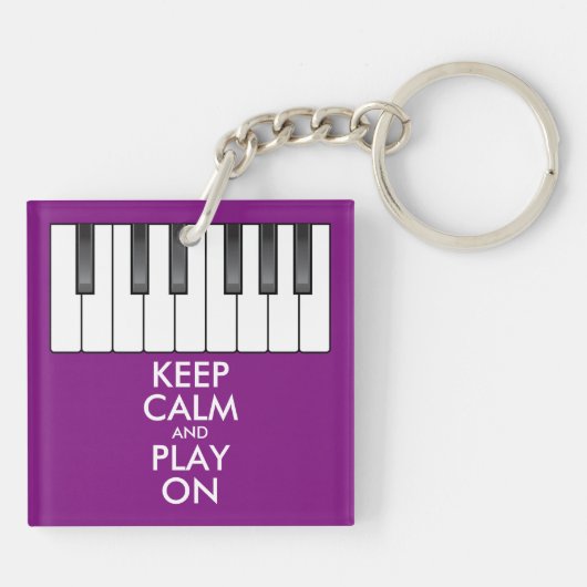 Aangepaste KEEP CALM en PLAY ON-Keyboard piano Sleutelhanger (Achterkant)