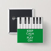 Aangepaste KEEP CALM en PLAY ON-Keyboard piano Vierkante Button 5,1 Cm (Voorkant /achterkant)