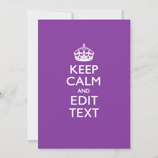 Aangepaste KEEP CALM en tekst bewerken op Paars (Voorkant)