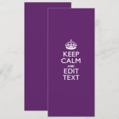 Aangepaste KEEP CALM en tekst bewerken op Paars (Voorkant / Achterkant)