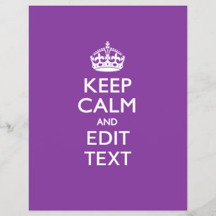 Aangepaste KEEP CALM en tekst bewerken op Paars Flyer