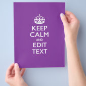 Aangepaste KEEP CALM en tekst bewerken op Paars Flyer (Hand)