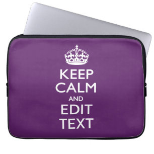 Aangepaste KEEP CALM en tekst bewerken op Paars Laptop Sleeve