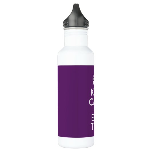 Aangepaste KEEP CALM en tekst bewerken op Paars Waterfles (Links)