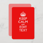 Aangepaste KEEP CALM en tekst bewerken op rood (Voorkant / Achterkant)