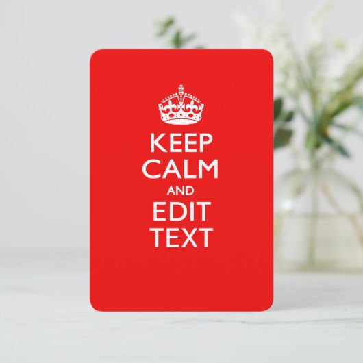 Aangepaste KEEP CALM en tekst bewerken op rood (Staand voorkant)