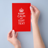 Aangepaste KEEP CALM en tekst bewerken op rood Flyer (Hand)