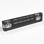 Aangepaste KEEP CALM en tekst bewerken op zwart Naambordje