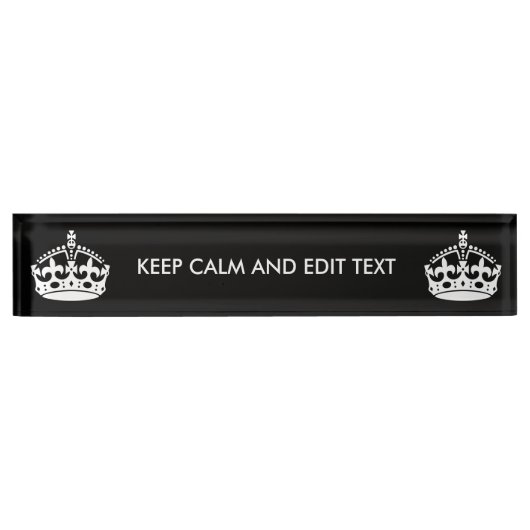 Aangepaste KEEP CALM en tekst bewerken op zwart Naambordje (Voorkant)