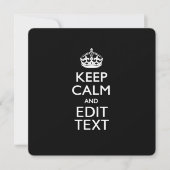 Aangepaste KEEP CALM en tekst bewerken Uitnodigen Kaart (Voorkant)