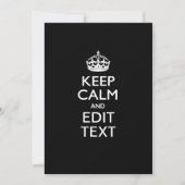 Aangepaste KEEP CALM en tekst bewerken Uitnodigen Kaart (Voorkant)