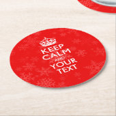 Aangepaste KEEP CALM en uw on Red Ronde Kartonnen Onderzetter (Gebogen)