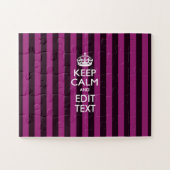 Aangepaste 'Keep Calm Fuchsia Stripes' Legpuzzel (Horizontaal)