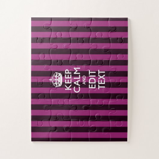 Aangepaste 'Keep Calm Fuchsia Stripes' Legpuzzel (Verticaal)