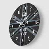 Aangepaste Keep Calm Jouw tekst - Britse vlag - zw Grote Klok (Hoek)