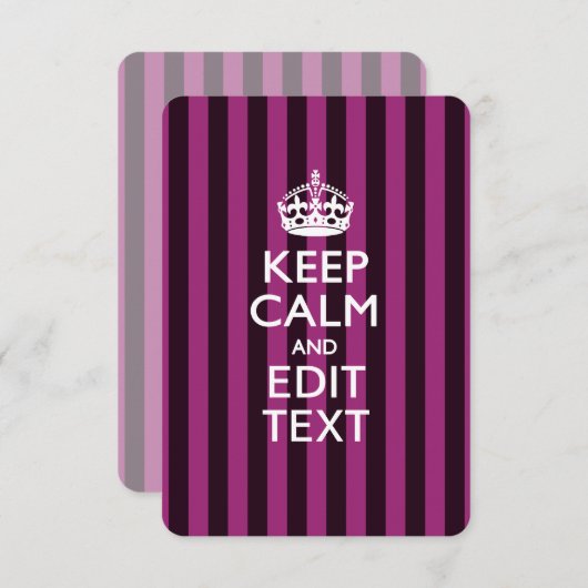 Aangepaste KEEP CALM Jouw tekst Fuchsia Stripes (Voorkant / Achterkant)