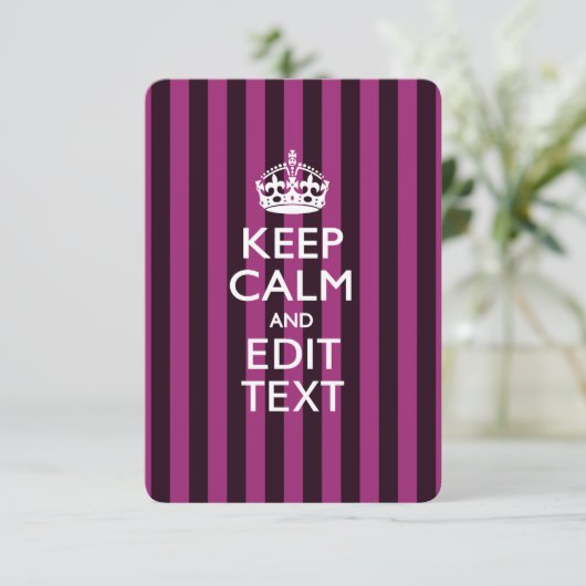Aangepaste KEEP CALM Jouw tekst Fuchsia Stripes (Staand voorkant)