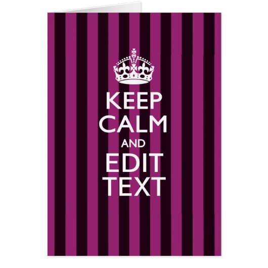 Aangepaste KEEP CALM Jouw tekst Fuchsia Stripes (Voorkant)