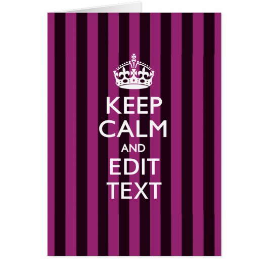 Aangepaste KEEP CALM Jouw tekst Fuchsia Stripes (Voorkant)