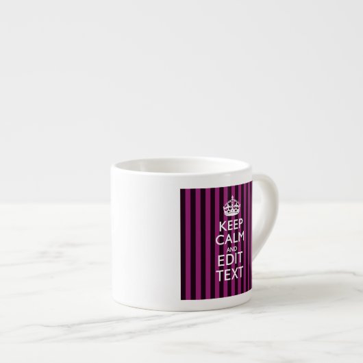 Aangepaste KEEP CALM Jouw tekst Fuchsia Stripes Espresso Kop (Voorkant rechts)