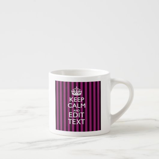 Aangepaste KEEP CALM Jouw tekst Fuchsia Stripes Espresso Kop (Rechts)