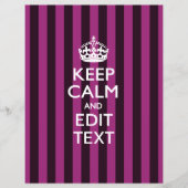 Aangepaste KEEP CALM Jouw tekst Fuchsia Stripes Flyer (Voorkant)