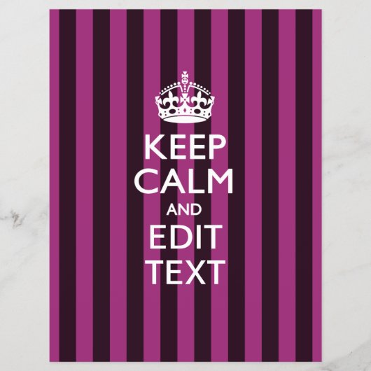 Aangepaste KEEP CALM Jouw tekst Fuchsia Stripes Flyer (Voorkant)