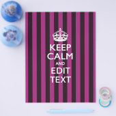 Aangepaste KEEP CALM Jouw tekst Fuchsia Stripes Flyer (Enkel)