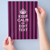 Aangepaste KEEP CALM Jouw tekst Fuchsia Stripes Flyer (Hand)