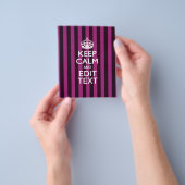 Aangepaste KEEP CALM Jouw tekst Fuchsia Stripes Flyer (Hand)