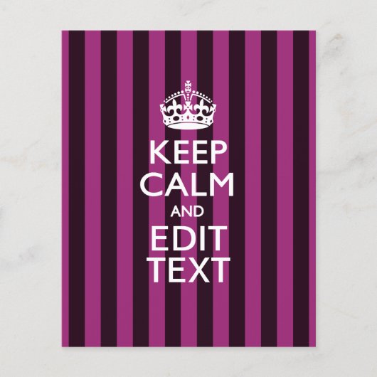 Aangepaste KEEP CALM Jouw tekst Fuchsia Stripes Flyer (Voorkant)