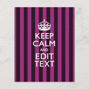 Aangepaste KEEP CALM Jouw tekst Fuchsia Stripes Flyer
