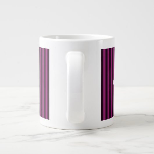 Aangepaste KEEP CALM Jouw tekst Fuchsia Stripes Grote Koffiekop (Achterkant)