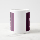 Aangepaste KEEP CALM Jouw tekst Fuchsia Stripes Grote Koffiekop (Voorkant)
