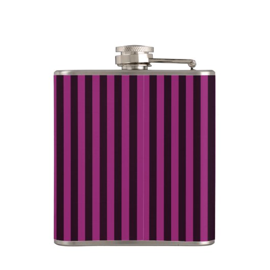 Aangepaste KEEP CALM Jouw tekst Fuchsia Stripes Heupfles (Achterkant)