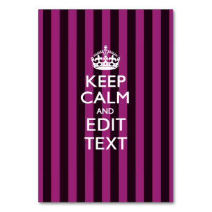 Aangepaste KEEP CALM Jouw tekst Fuchsia Stripes Kaart