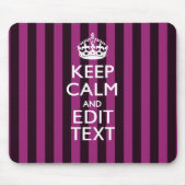 Aangepaste KEEP CALM Jouw tekst Fuchsia Stripes Muismat (Voorkant)