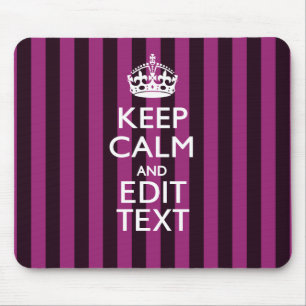 Aangepaste KEEP CALM Jouw tekst Fuchsia Stripes Muismat