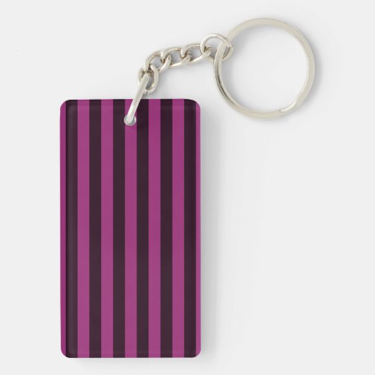 Aangepaste KEEP CALM Jouw tekst Fuchsia Stripes Sleutelhanger (achterkant)