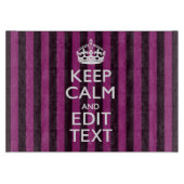 Aangepaste KEEP CALM Jouw tekst Fuchsia Stripes Snijplank (Voorkant)