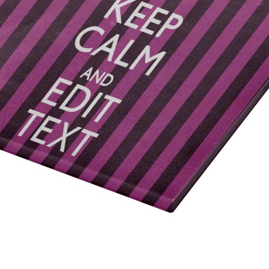 Aangepaste KEEP CALM Jouw tekst Fuchsia Stripes Snijplank (Hoek)