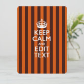 Aangepaste KEEP CALM-Jouw tekst op Oranje strepen (Staand voorkant)