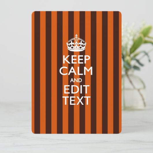 Aangepaste KEEP CALM-Jouw tekst op Oranje strepen (Staand voorkant)