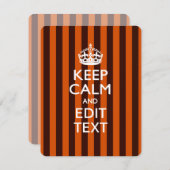 Aangepaste KEEP CALM-Jouw tekst op Oranje strepen (Voorkant / Achterkant)