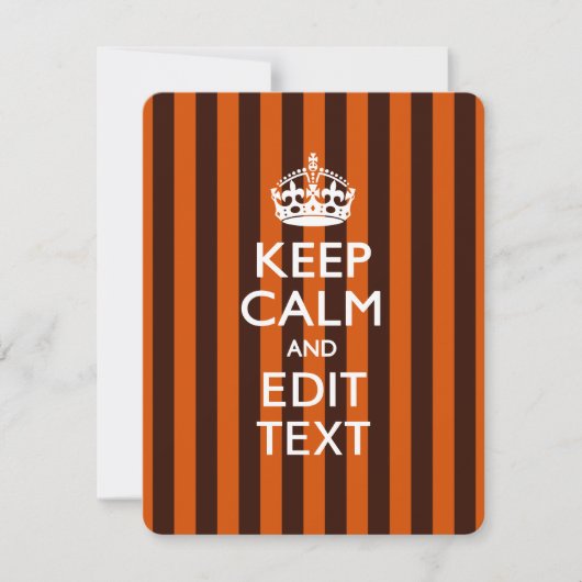 Aangepaste KEEP CALM-Jouw tekst op Oranje strepen (Voorkant)