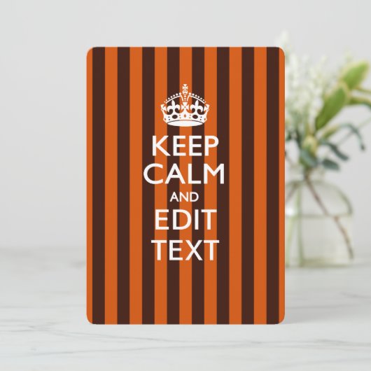 Aangepaste KEEP CALM-Jouw tekst op Oranje strepen (Staand voorkant)