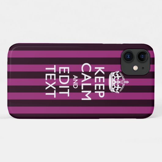 Aangepaste KEEP CALM-Jouw tekst op roze Fuchsie Case-Mate iPhone Case (Achterkant (horizontaal))