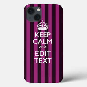 Aangepaste KEEP CALM-Jouw tekst op roze Fuchsie iPhone 13 Hoesje