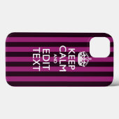 Aangepaste KEEP CALM-Jouw tekst op roze Fuchsie Case-Mate iPhone Case (Achterkant (horizontaal))