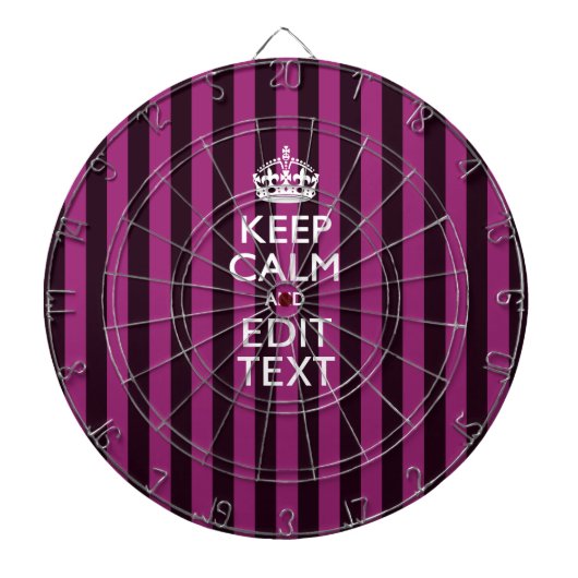 Aangepaste KEEP CALM-Jouw tekst op roze Fuchsie Dartbord (Voorkant)
